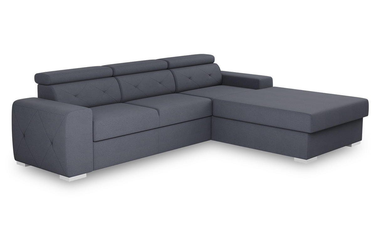 ECKSCHLAFSOFA in Blau, Grau Textil   - Blau/Silberfarben, Design, Textil (296/195cm) - MID.YOU