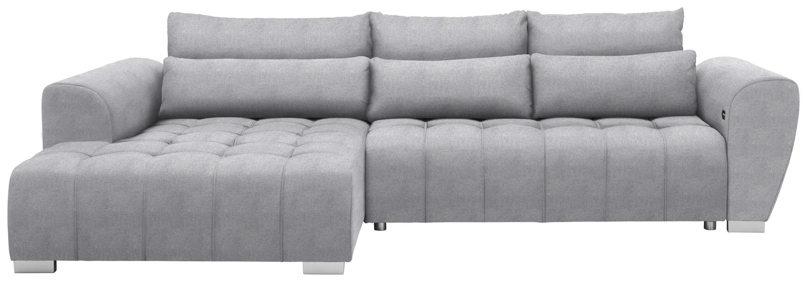 ECKSOFA in Webstoff Hellgrau  - Silberfarben/Hellgrau, Modern, Kunststoff/Textil (218/304cm) - Carryhome