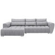 ECKSOFA in Webstoff Hellgrau  - Silberfarben/Hellgrau, MODERN, Kunststoff/Textil (218/304cm) - Carryhome