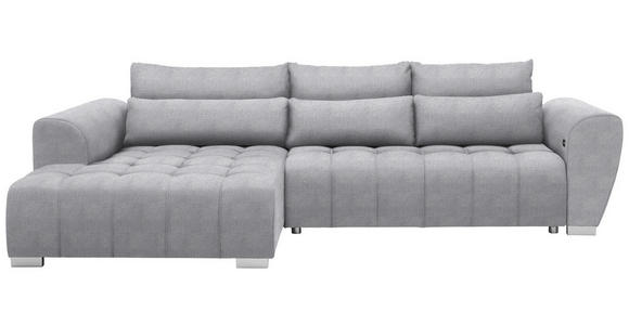 ECKSOFA in Webstoff Hellgrau  - Silberfarben/Hellgrau, MODERN, Kunststoff/Textil (218/304cm) - Carryhome