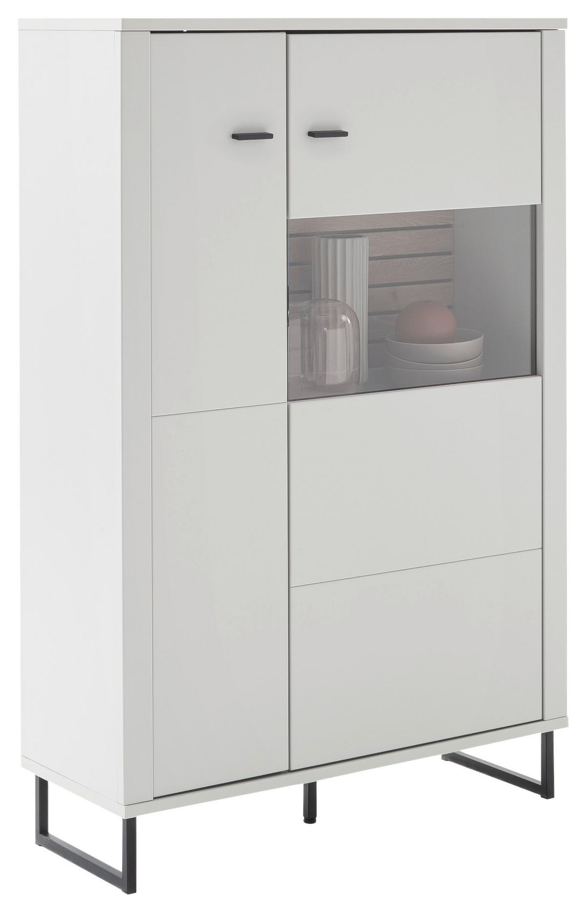 HIGHBOARD Weiss, Eichefarben  100/152/37 cm  - Weiss/Eichefarben, Design, Glas/Holzwerkstoff (100/152/37cm) - Stylife
