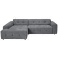 ECKSOFA Dunkelgrau Flachgewebe Rücken echt  - Dunkelgrau/Schwarz, KONVENTIONELL, Kunststoff/Textil (189/292cm) - Carryhome