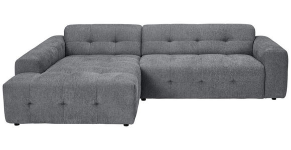 ECKSOFA Dunkelgrau Flachgewebe Rücken echt  - Dunkelgrau/Schwarz, KONVENTIONELL, Kunststoff/Textil (189/292cm) - Carryhome