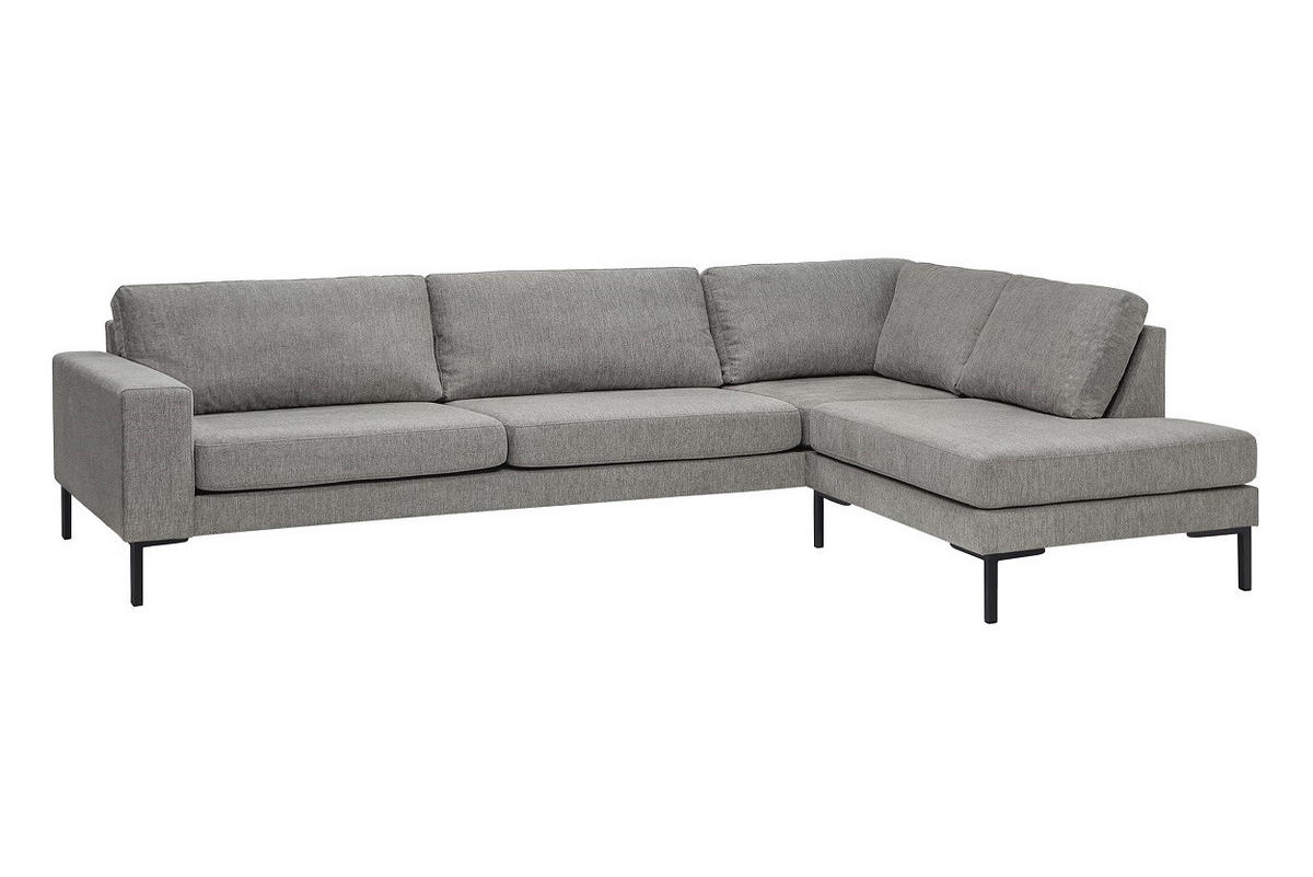 SOFFA i flatväv ljusgrå  - ljusgrå/svart, Klassisk, metall/trä (297/80/92/196cm) - Best Price