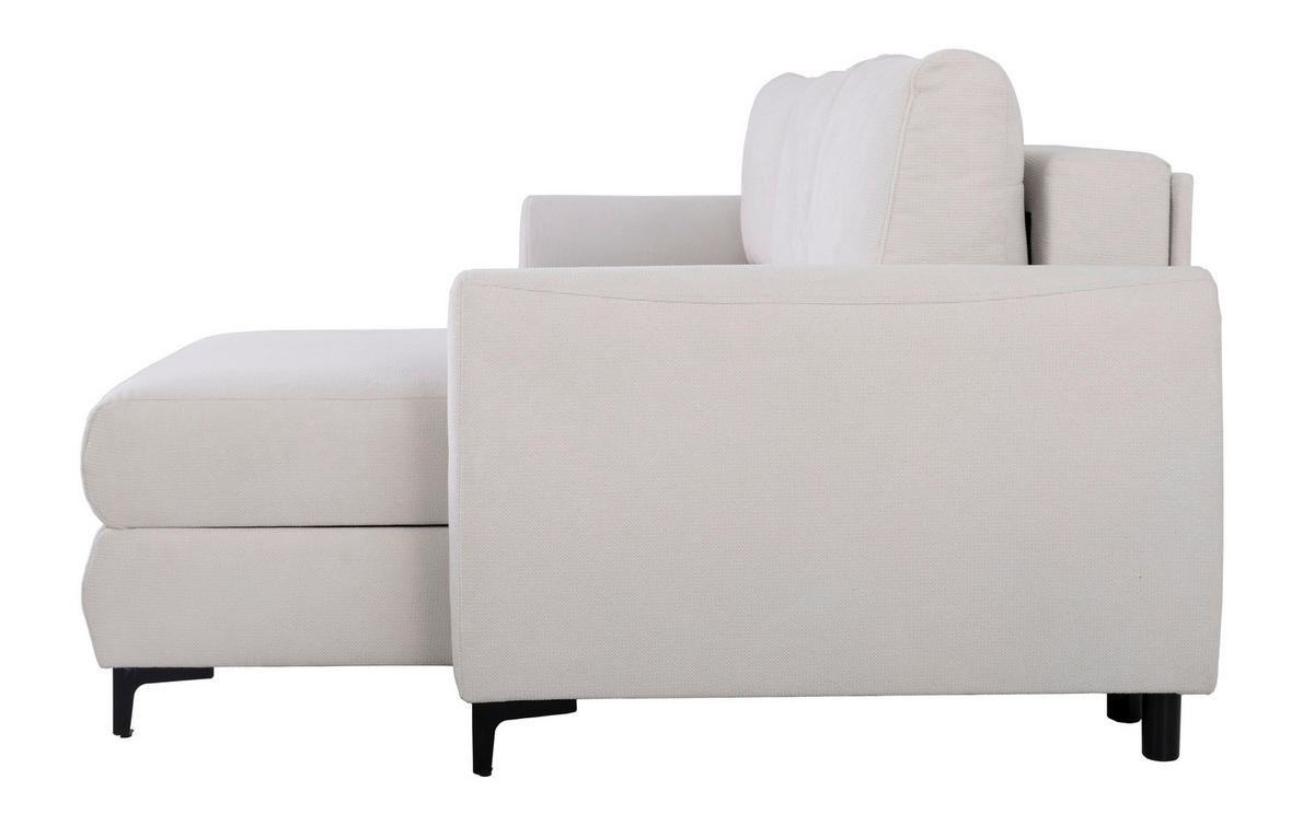 ECKSOFA in Mikrofaser Creme  - Creme/Schwarz, Design, Textil/Metall (236/148cm) - MID.YOU