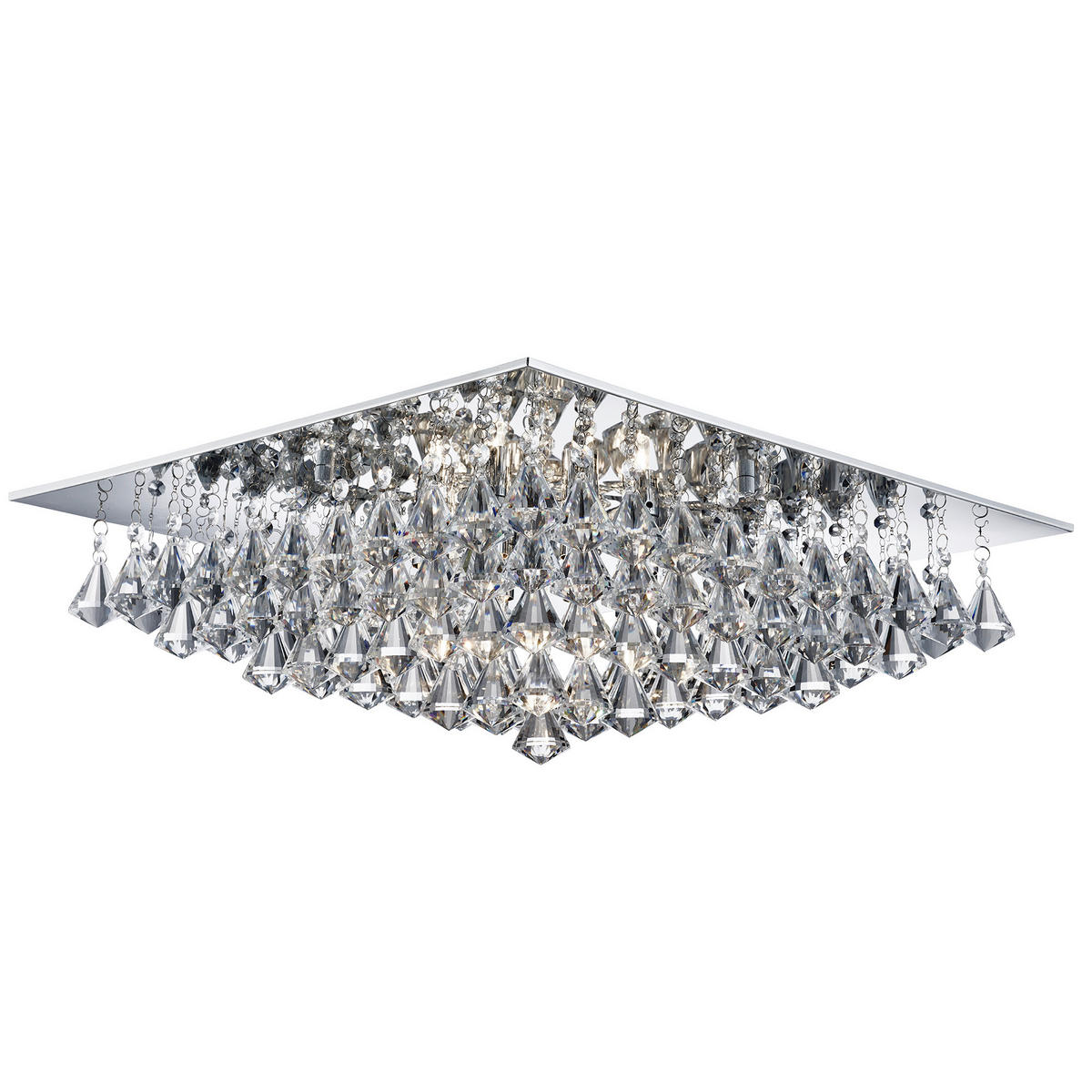 STROPNA SVETILKA Hanna 55/55/22 cm   - prozorno, Design, kovina/steklo (55/55/22cm)