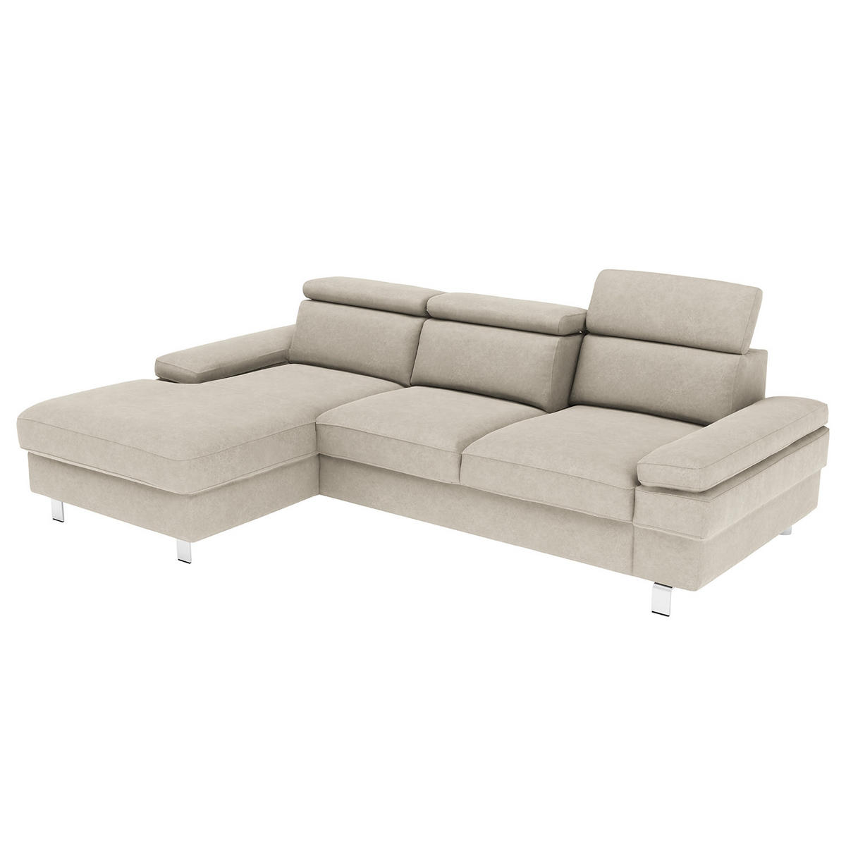 ECKSOFA in Mikrofaser Silberfarben  - Silberfarben, Konventionell, Textil/Metall (259/82/182cm) - Trendmanufaktur