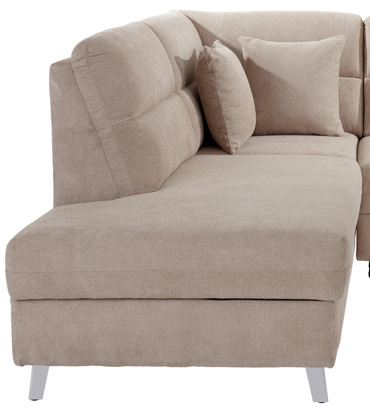 ECKSOFA in Velours Beige  - Beige/Silberfarben, Konventionell, Textil/Metall (197/248cm) - Livetastic