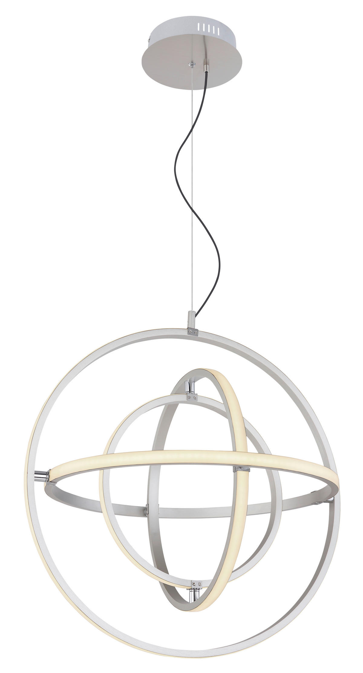 LED-HÄNGELEUCHTE 58/150 cm   - Opal/Nickelfarben, Design, Kunststoff/Metall (58/150cm) - Globo