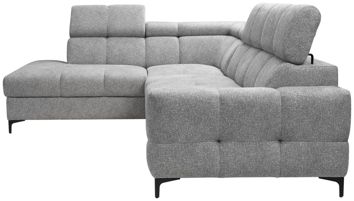CANAPÉ D'ANGLE in Struktur Grau  - Schwarz/Grau, Modern, Textil/Metall (212/254cm)