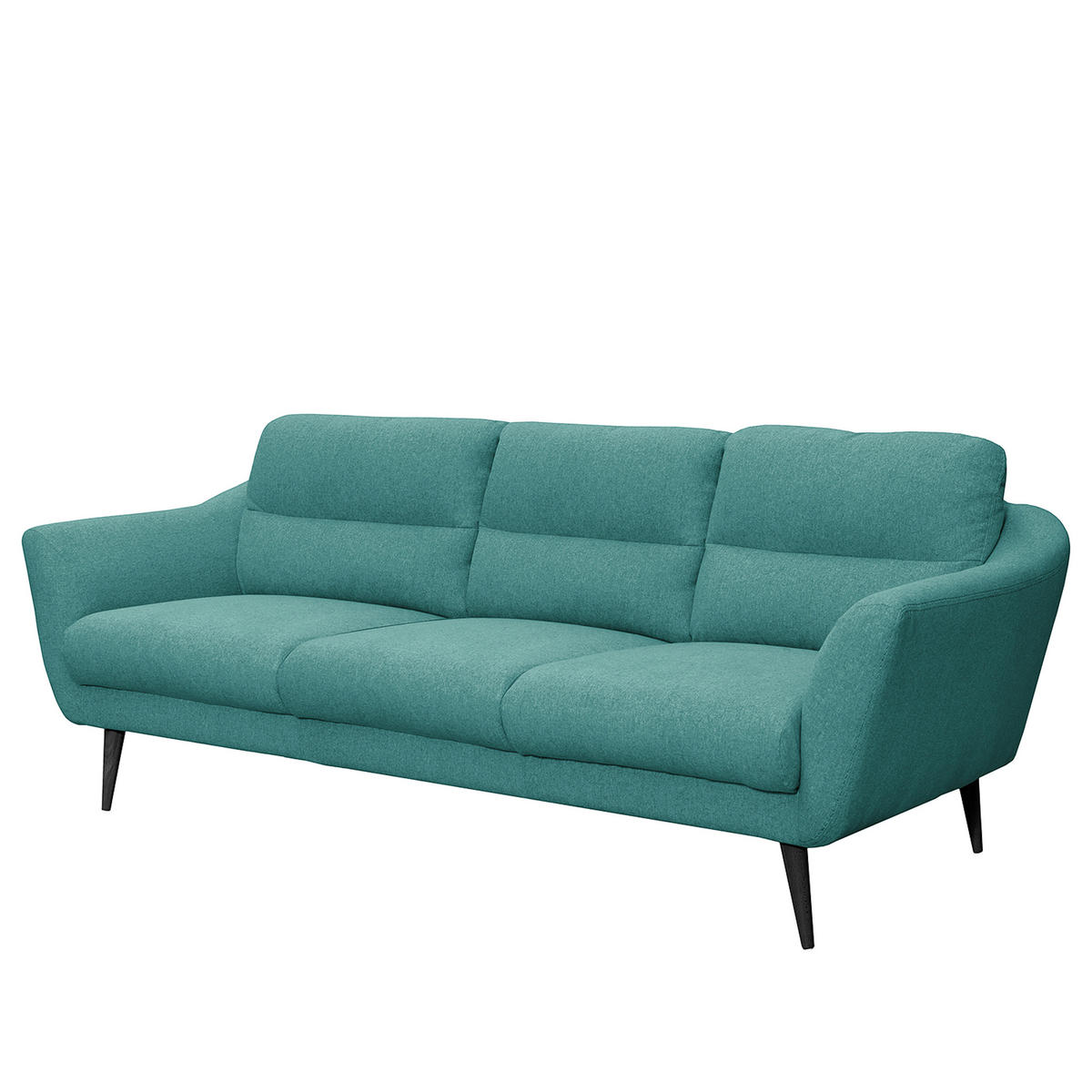 3-SITZER-SOFA in Webstoff Türkis  - Türkis/Schwarz, Design, Holz/Textil (209/87/88cm) - Livetastic