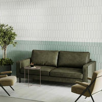 3-SITZER-SOFA Echtleder Lederlook Grün  - Schwarz/Grün, Design, Leder/Textil (188/85/92cm) - Livetastic