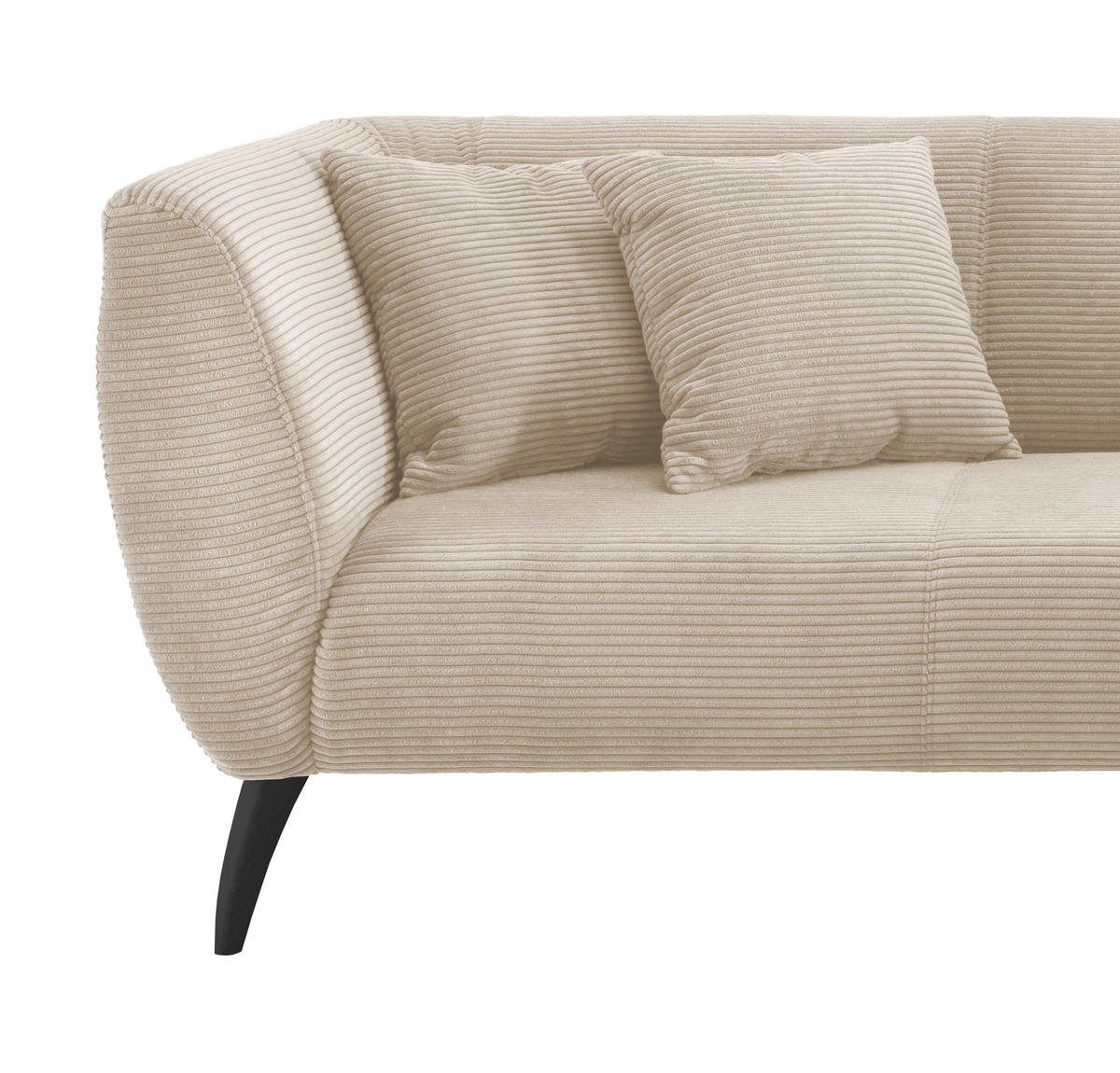 ECKSOFA in Cord Beige  - Beige/Schwarz, Modern, Holz/Textil (264/160cm) - MID.YOU