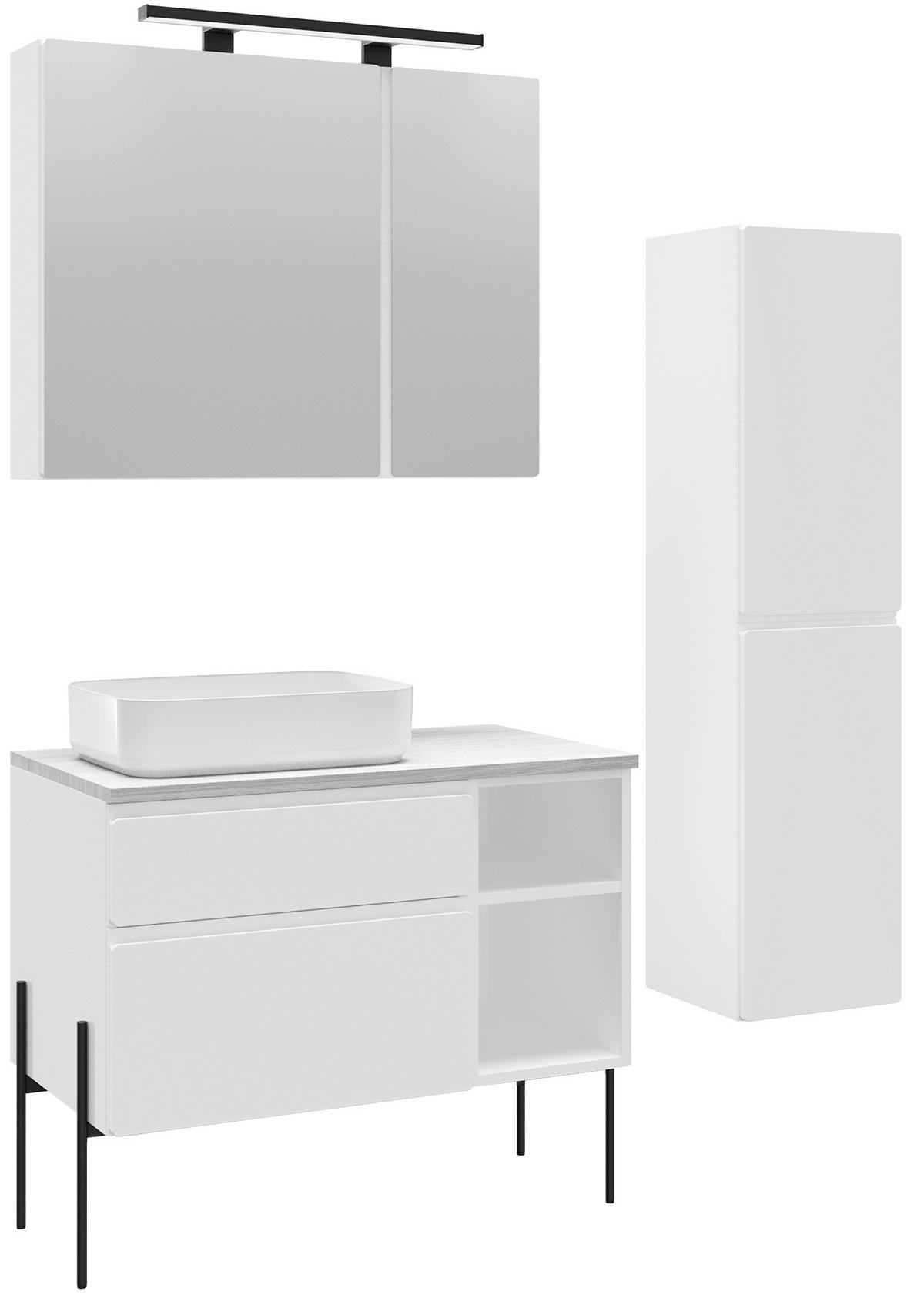 SPIEGELSCHRANK 90/75/18 cm  - Weiß, MODERN, Glas/Holzwerkstoff (90/75/18cm) - Welnova