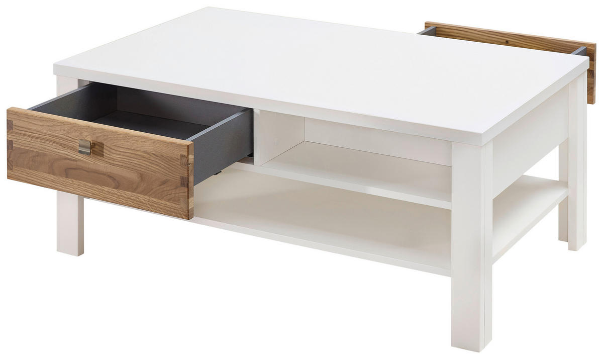 KLUBSKA MIZA, 110/45/65 cm  - barve hrasta/bela, Moderno, kovina/leseni material (110/45/65cm) - Hom`in