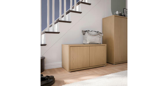 GARDEROBENBANK - Eichefarben/Grau, MODERN, Kunststoff (74,5/41,5/34,9cm) - Carryhome