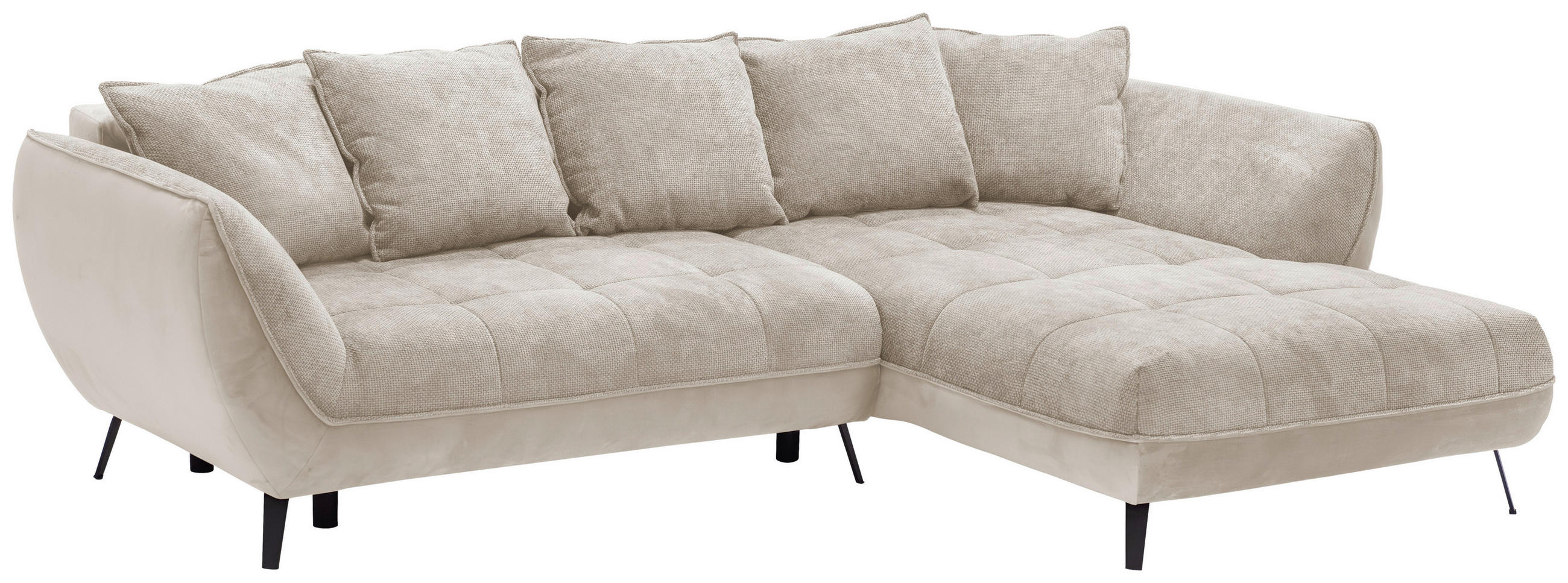 ECKSOFA Beige Struktur  - Sandfarben/Hellbraun, Design, Textil/Metall (187/282cm) - Livetastic