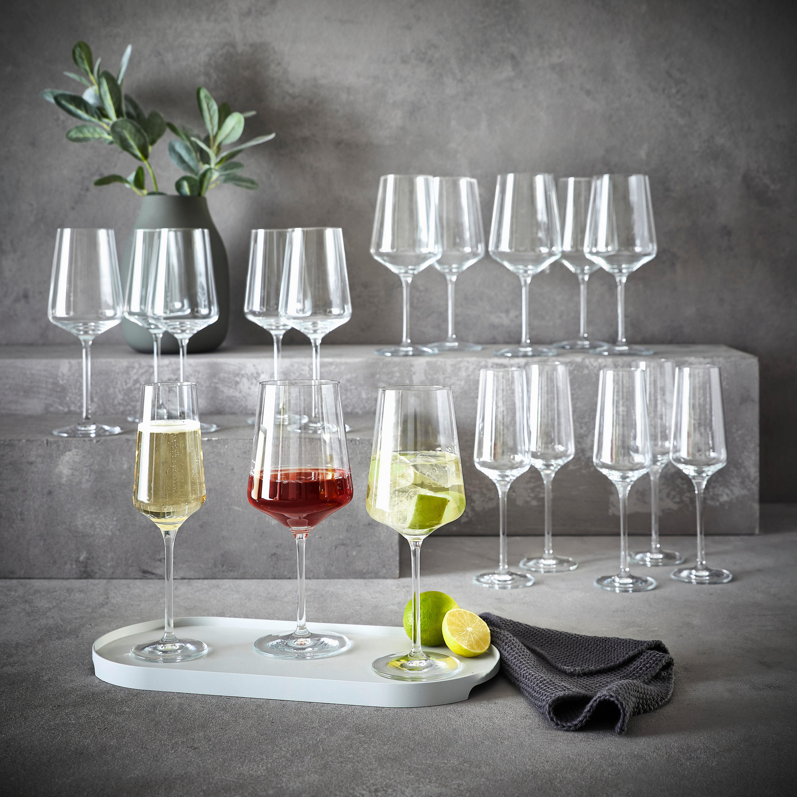 GLÄSERSET Lichtweiss 18-teilig  - Transparent, Basics, Glas (55,9/34,6/31,2cm) - Ritzenhoff