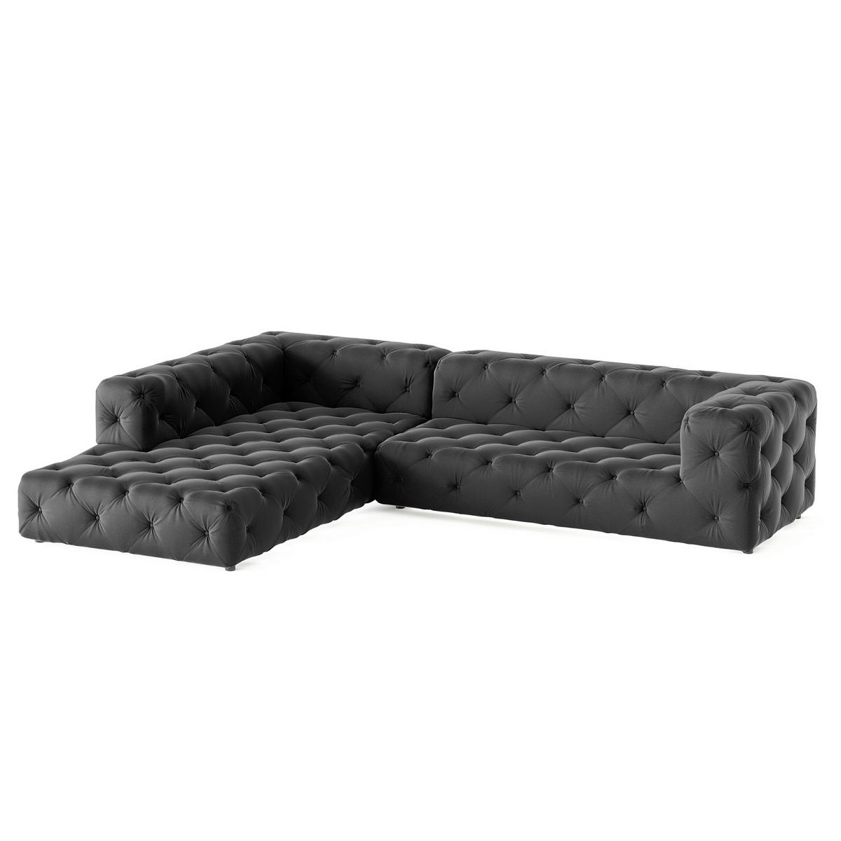 ECKSOFA Fresco in Samt Schwarz  228/325 cm  - Schwarz, Design, Kunststoff/Textil (228/325cm) - P & B