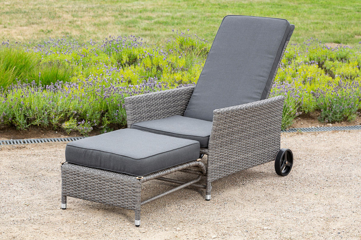 GARTENLIEGE 68/105/175 cm  - Dunkelgrau/Grau, KONVENTIONELL, Kunststoff/Textil (68/105/175cm) - Gardenson