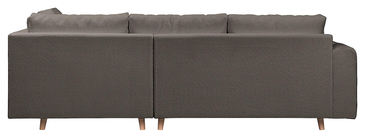 ECKSOFA Ariella in Bouclé Dunkelgrau  231/161 cm  - Dunkelgrau/Naturfarben, Design, Holz/Textil (231/161cm) - Livetastic