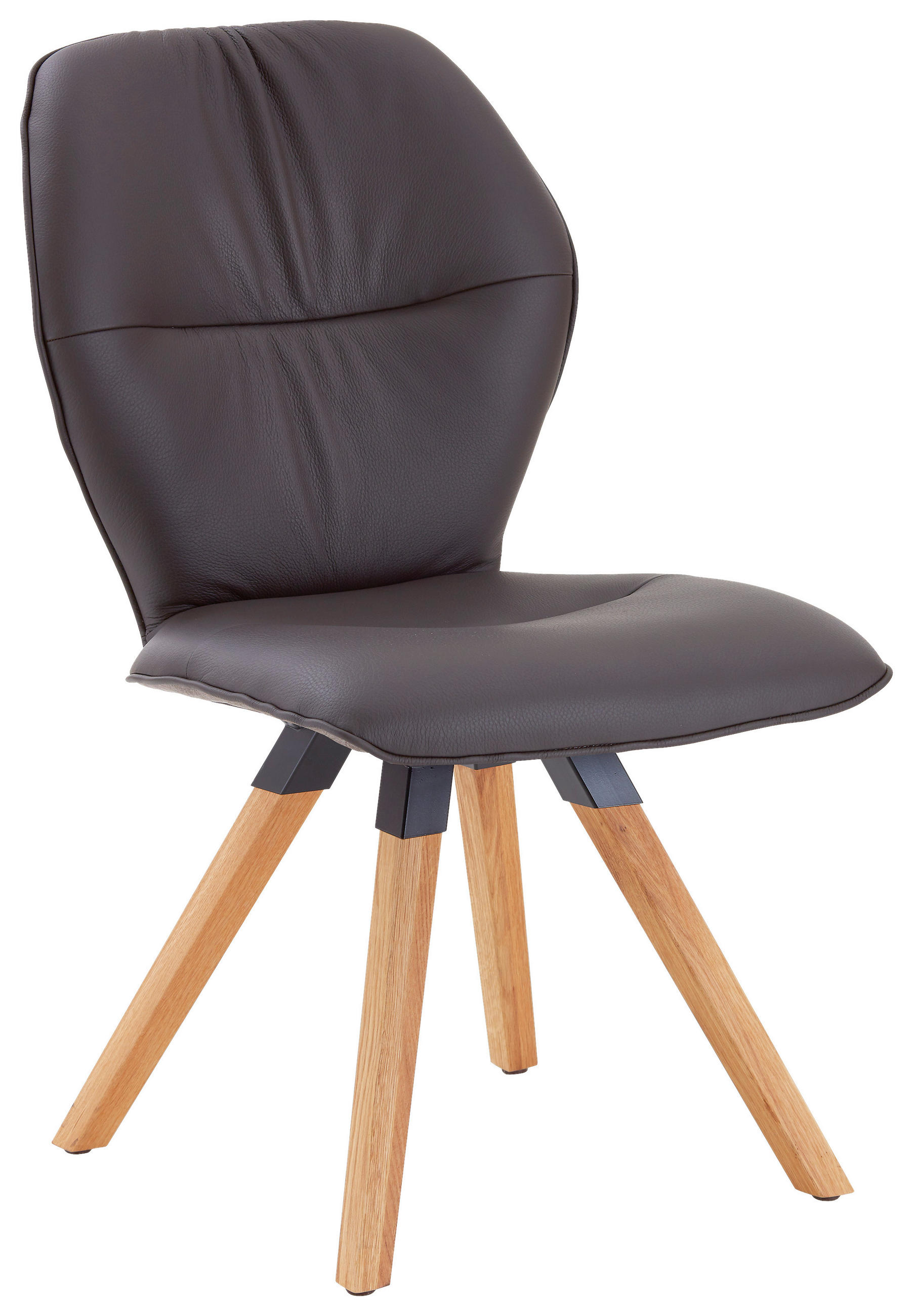 STUHL in Holz, Textil, Leder Taupe, Mokka  - Taupe/Wildeiche, Design, Leder/Holz (62/91/59cm) - Valdera