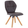 STUHL  in Echtleder pigmentiert  - Taupe/Wildeiche, Design, Leder/Holz (62/91/59cm) - Valdera