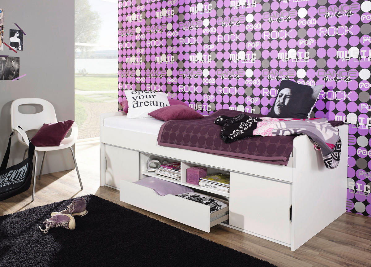 POSTEĽ S ÚLOŽNÝM PRIESTOROM, 90/200 cm biela - biela, Modern, kompozitné drevo (90/200cm) - MID.YOU