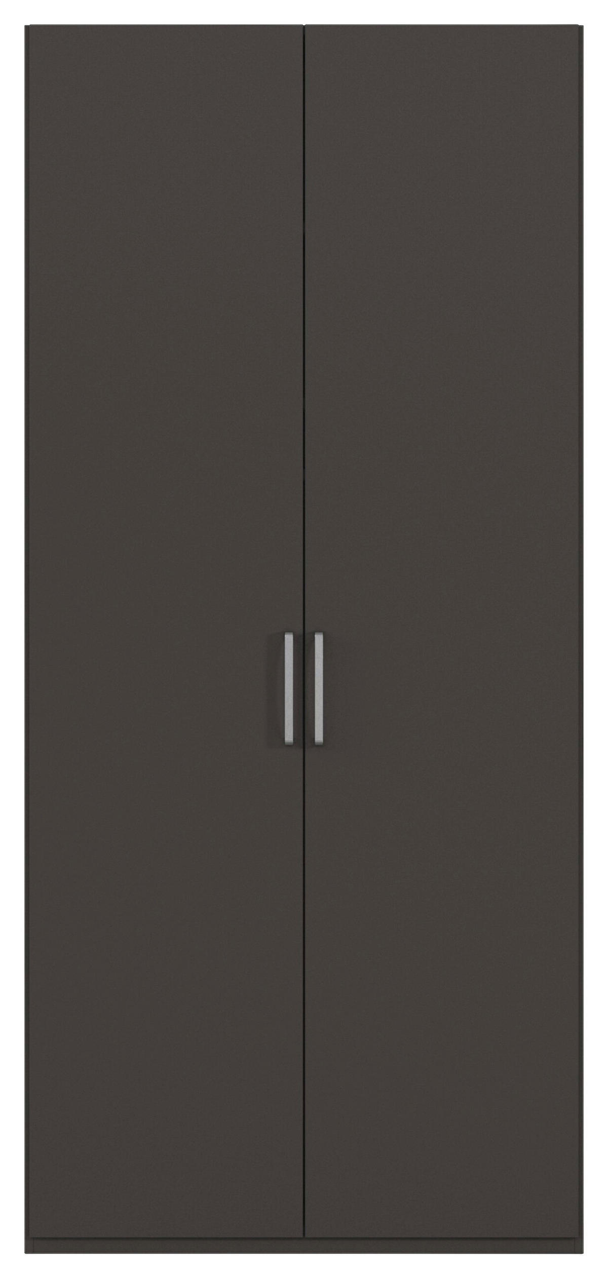 DREHTÜRENSCHRANK 101/235/61 cm,  in Graphitfarben, 2-türig  - Edelstahlfarben/Graphitfarben, Basics, Holzwerkstoff/Metall (101/235/61cm) - Novel