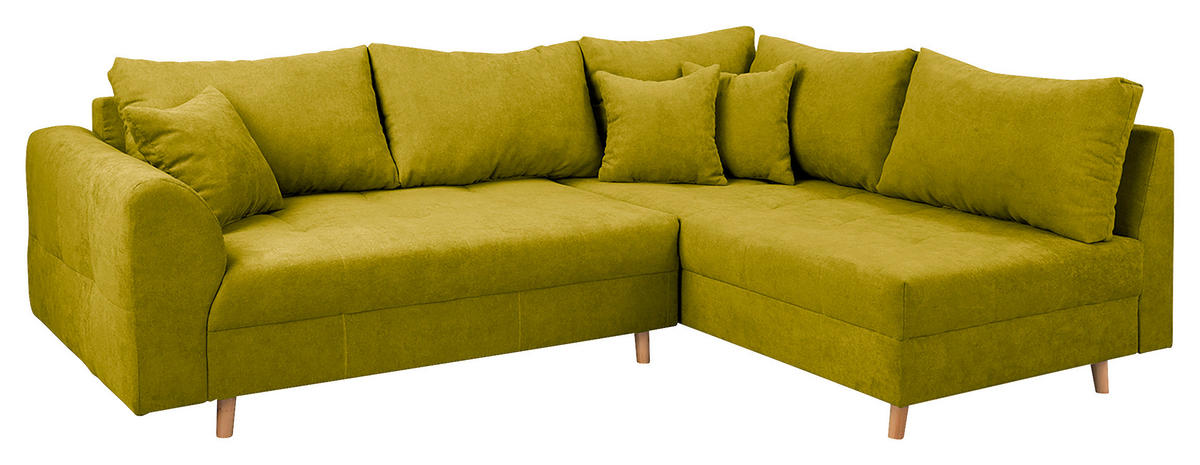 ECKSOFA Ariella Hellgrün Mikrofaser  - Naturfarben/Hellgrün, Design, Holz/Textil (231/161cm) - Livetastic