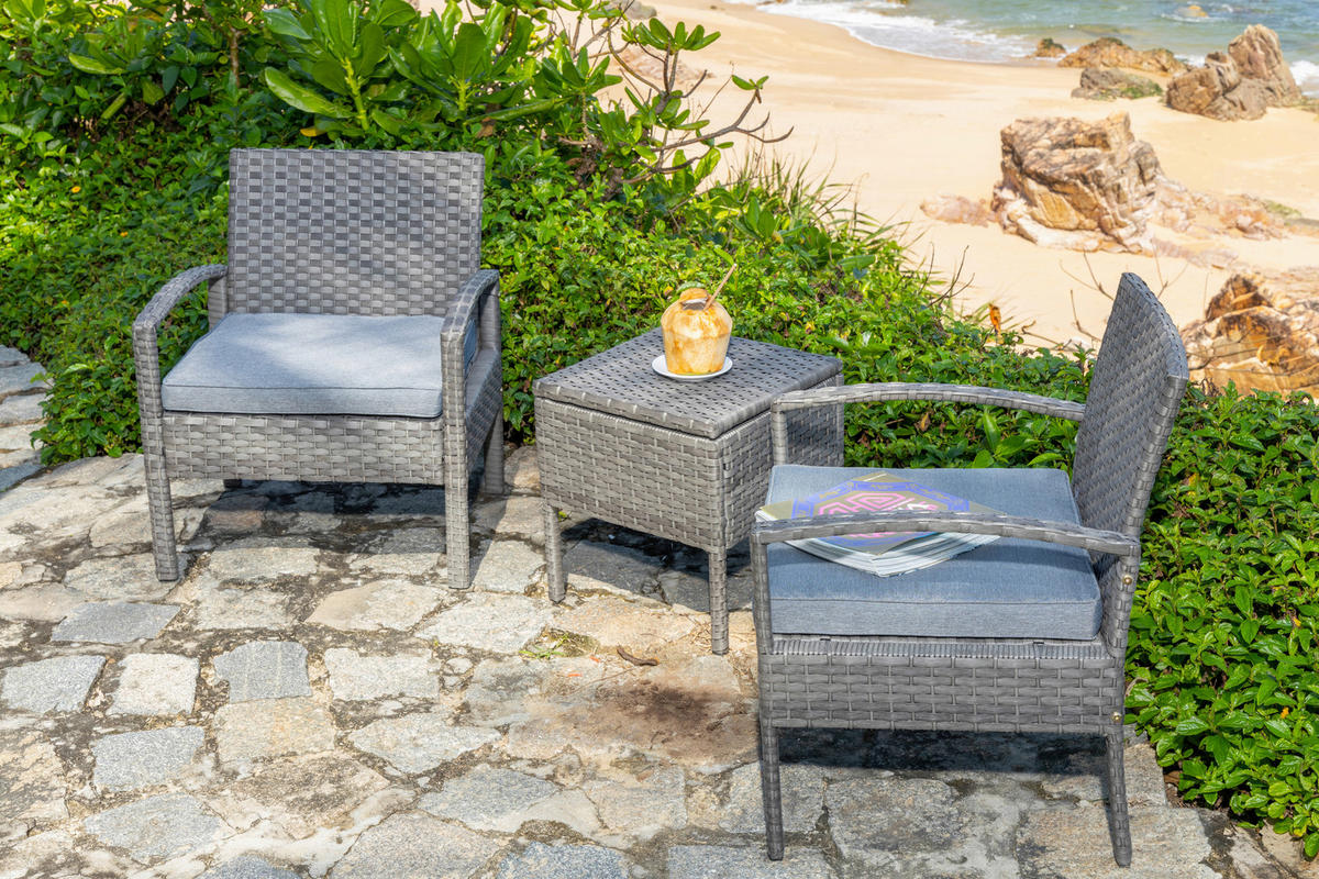 BALKONSET  - Dunkelgrau/Grau, MODERN, Kunststoff/Textil - Ambia Garden