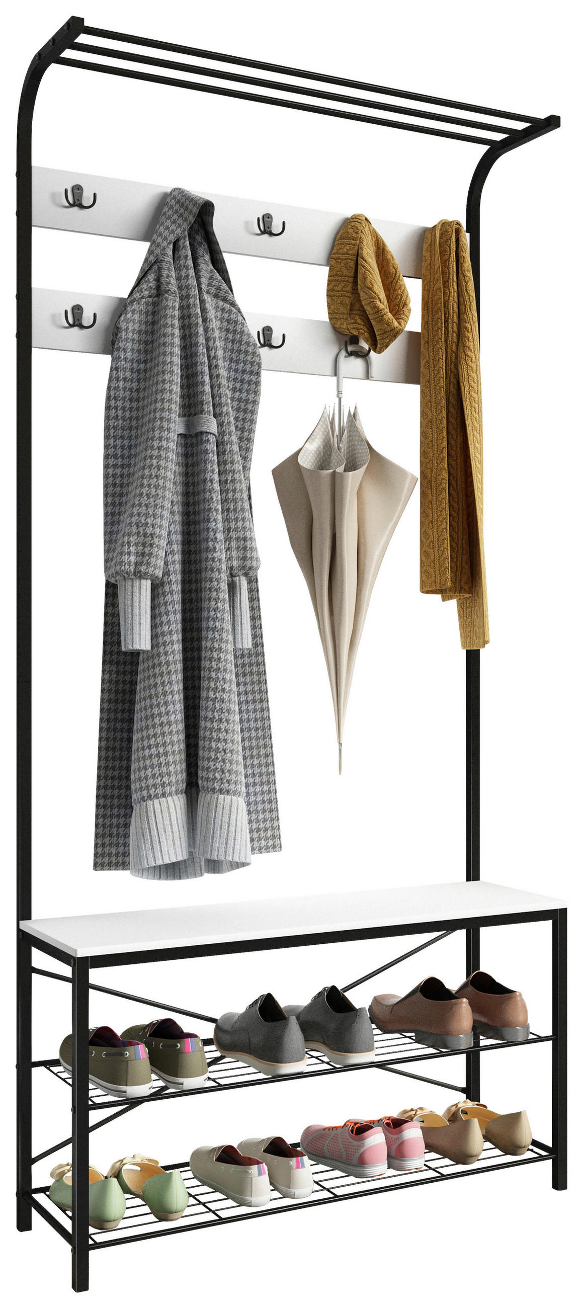 GARDEROBE  in 90/190/30 cm  - Weiss/Schwarz, Design, Holzwerkstoff/Metall (90/190/30cm) - MID.YOU
