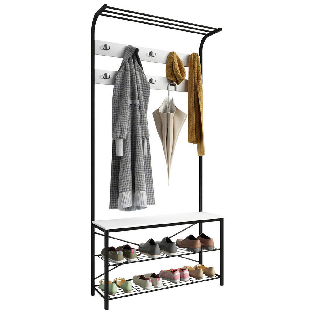 Thumbnail - Mid.you Garderobe Taliro, Schwarz, Weiß, Metall, Holzwerkstoff, 90x190x30 cm, Garderobe, Garderoben-Sets & Serien