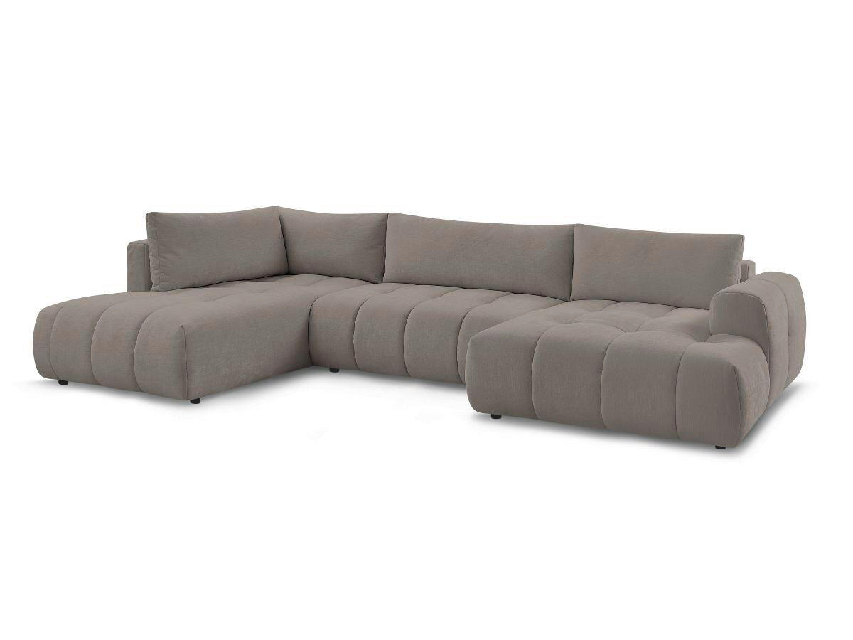 WOHNLANDSCHAFT  FUJI  Taupe Leinenoptik  - Taupe/Schwarz, MODERN, Kunststoff/Textil (204/377/160cm)