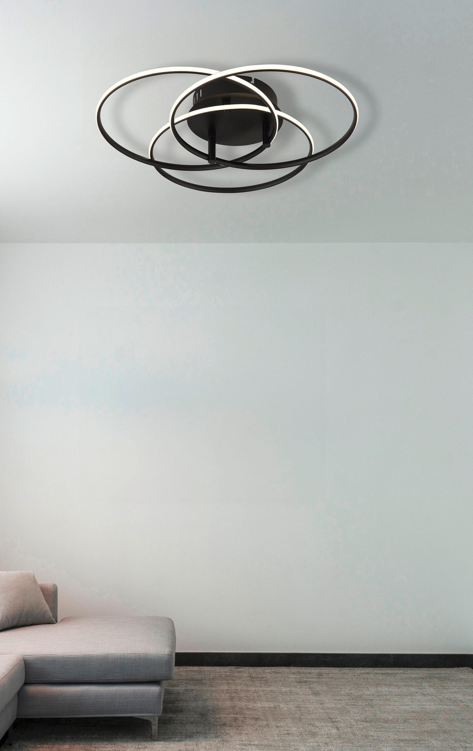 LED-DECKENLEUCHTE 45,6/9,4 cm   - Schwarz/Weiß, Design, Kunststoff/Metall (45,6/9,4cm) - Globo