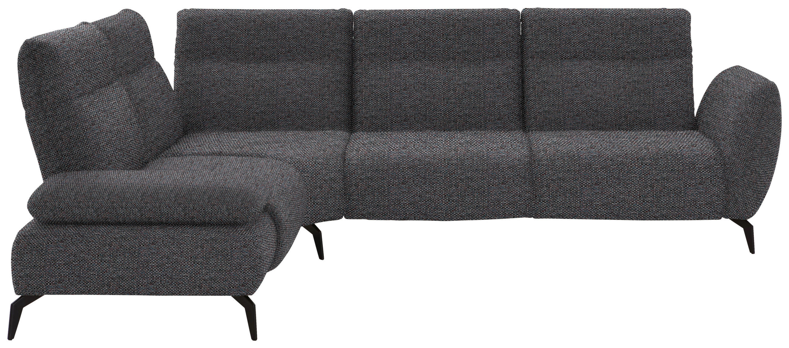 ECKSOFA in Webstoff Dunkelgrau  223/290 cm  - Dunkelgrau/Schwarz, Design, Textil/Metall (223/290cm) - Moderano