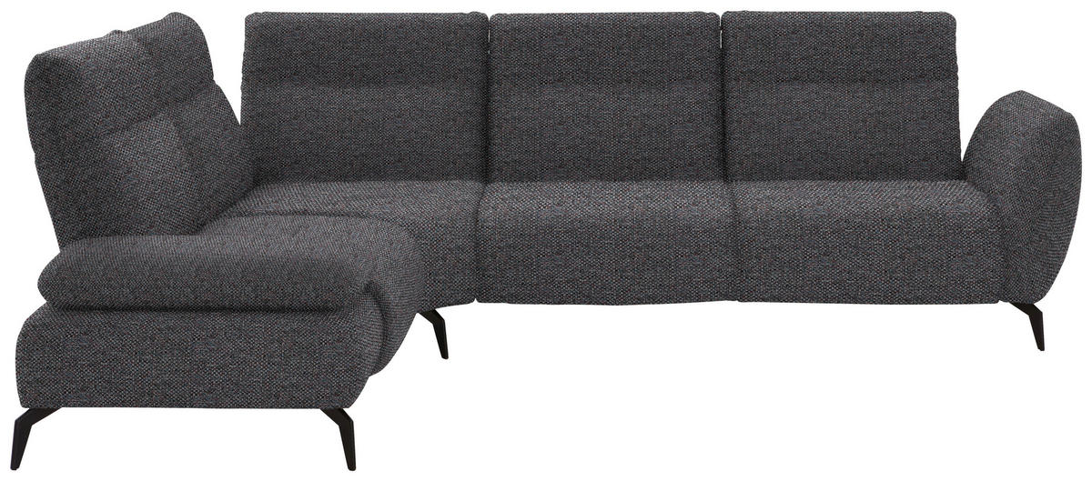 ECKSOFA in Webstoff Dunkelgrau  - Dunkelgrau/Schwarz, Design, Textil/Metall (223/290cm) - Moderano