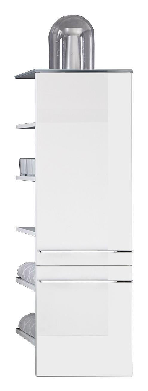 MIDISCHRANK 42,5/133,2/33 cm  - Chromfarben/Weiß Hochglanz, Design, Glas/Holzwerkstoff (42,5/133,2/33cm) - Leonardo Living