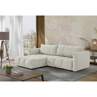 ECKSCHLAFSOFA Flachgewebe Beige  inkl.  - Beige/Schwarz, KONVENTIONELL, Kunststoff/Textil (273/188cm) - Livetastic