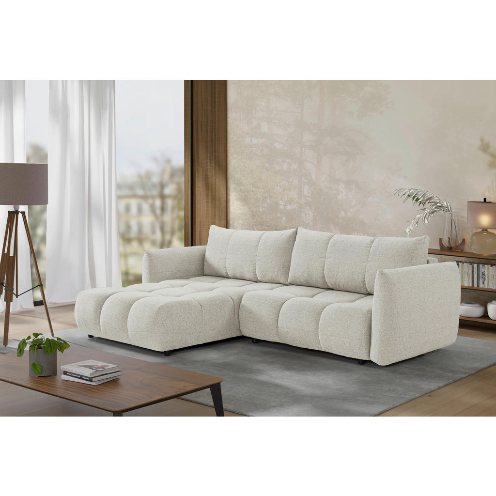 Livetastic ROZKLADACIA ROHOVÁ SEDAČKA, plast, textil, kompozitné drevo, béžová