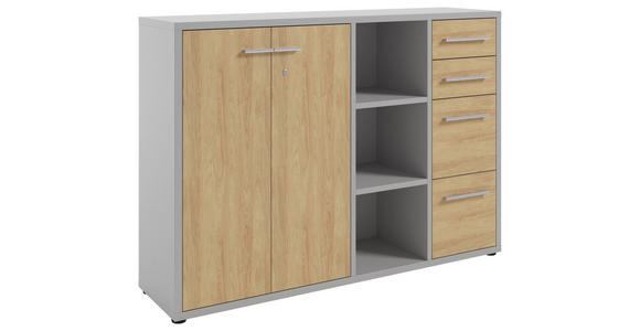 SIDEBOARD Texas  in 154,9/110/40 cm  - Hellgrau/Alufarben, MODERN, Holzwerkstoff/Kunststoff (154,9/110/40cm) - Novel