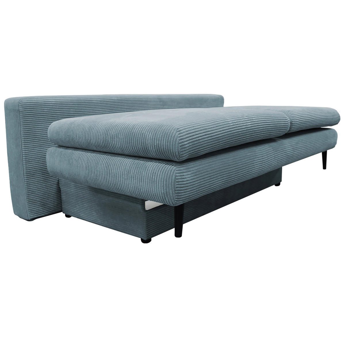 SCHLAFSOFA Cord Türkis  - Türkis/Schwarz, Design, Holz/Textil (202/85/99cm) - P & B