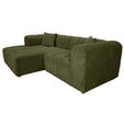 ECKSOFA  in Cord Dunkelgrün  162/250 cm  - Dunkelgrün/Schwarz, KONVENTIONELL, Kunststoff/Textil (162/250cm) - Carryhome