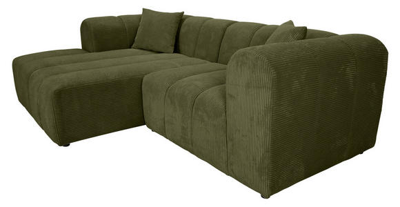 ECKSOFA  in Cord Dunkelgrün  162/250 cm  - Dunkelgrün/Schwarz, KONVENTIONELL, Kunststoff/Textil (162/250cm) - Carryhome
