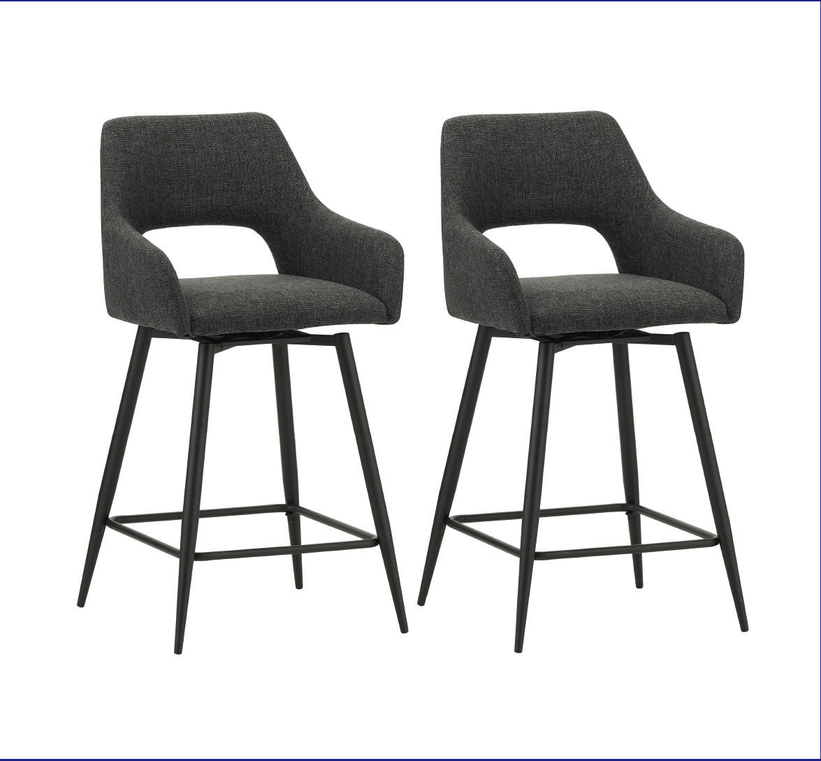 BARHOCKER-SET in Schwarz  - Schwarz, MODERN, Textil/Metall (51,5/97/54cm) - MID.YOU