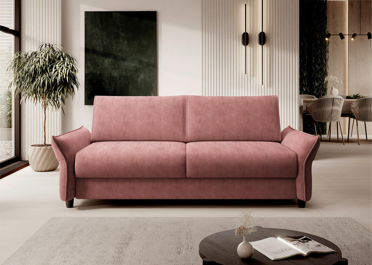 BÄDDSOFFA i vävt tyg gammelrosa  - svart/gammelrosa, Klassisk, textil/plast (198/82/106cm) - MID.YOU