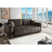 SCHLAFSOFA in Velours Dunkelbraun  - Dunkelbraun/Schwarz, MODERN, Kunststoff/Textil (245/86/126cm) - Livetastic