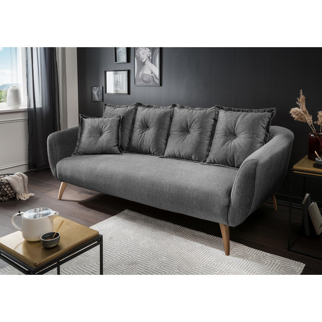 Thumbnail - Livetastic 3-Sitzer-Sofa, Grau, Textil, Buche, massiv, Uni, Füllung: Schaumstoff, 236x94x103 cm, Fsc, AZO-frei, Made in ...