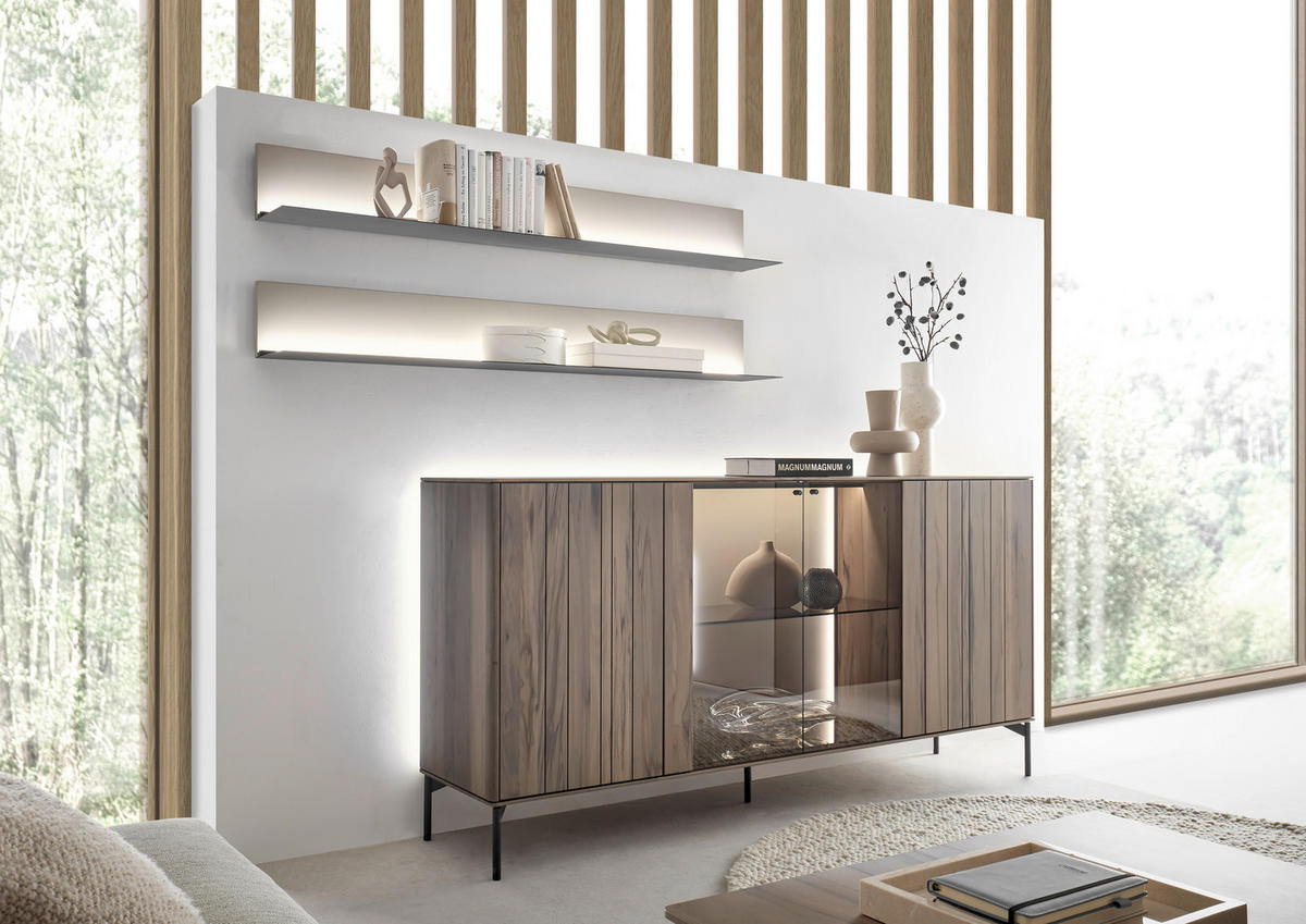 SIDEBOARD Buchefarben, Sandfarben  196/81/46 cm  - Sandfarben/Buchefarben, Design, Glas/Holz (196/81/46cm) - Johann Jakob
