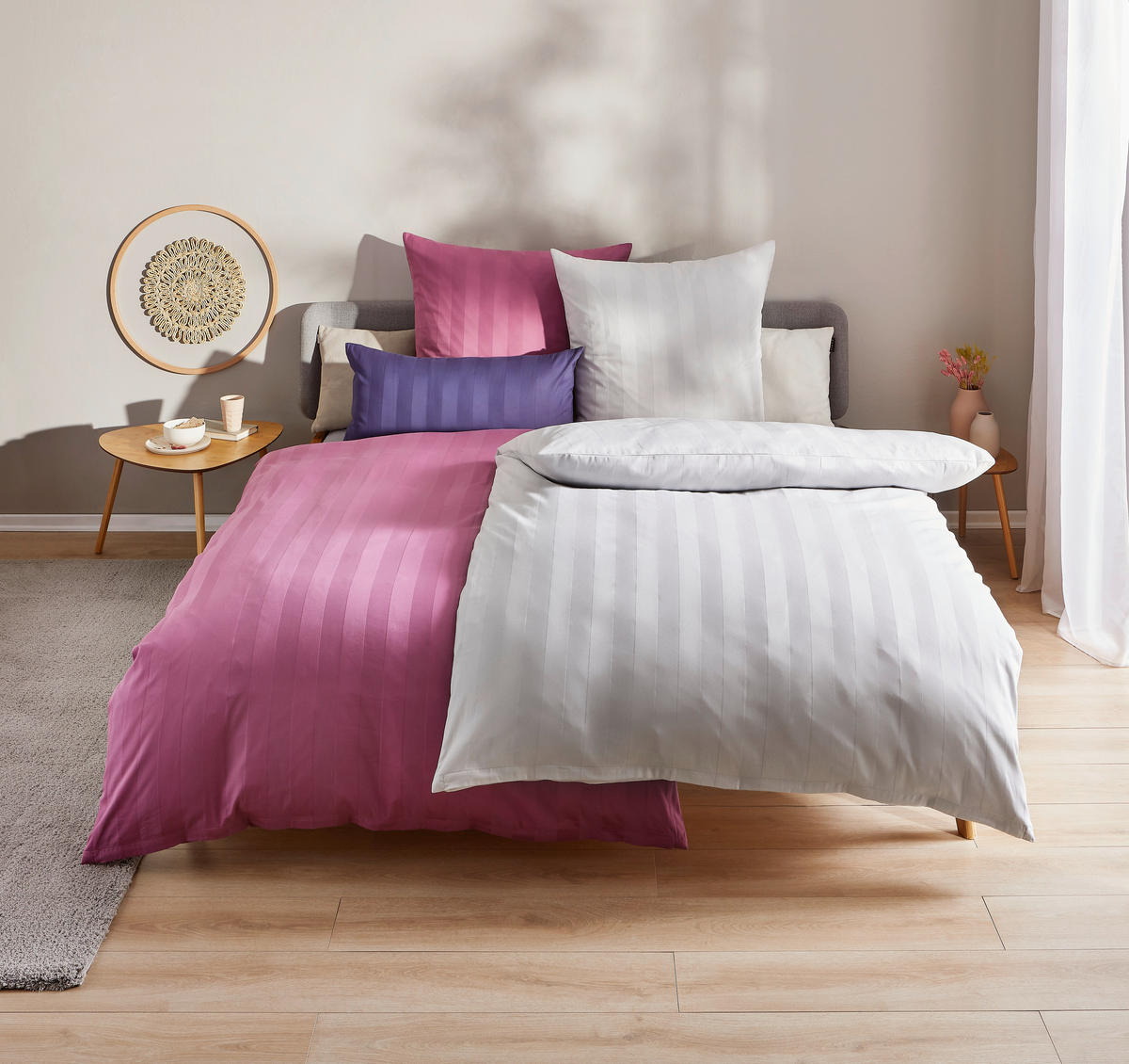 BETTWÄSCHE Dobby Satin 155/220 cm  - Lila, KONVENTIONELL, Textil (155/220cm) - Ambiente